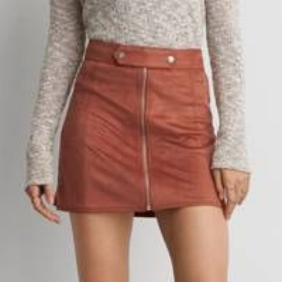 American Eagle Outfitters Dresses & Skirts - Faux Suede Full Zipper Panel Stretch Mini Skirt